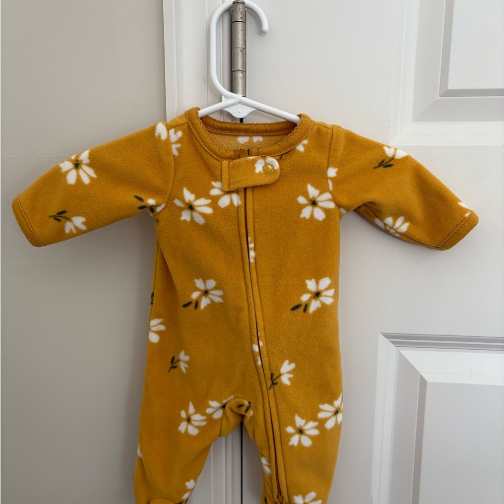 Floral Mustard Kids One Piece fleece